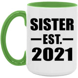 Sister Established EST. 2021 - 15oz Accent Mug Green