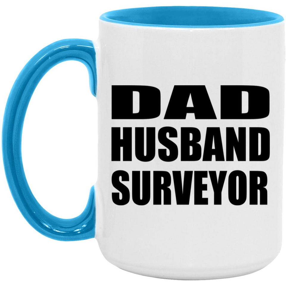 Dad Husband Surveyor - 15oz Accent Mug Blue