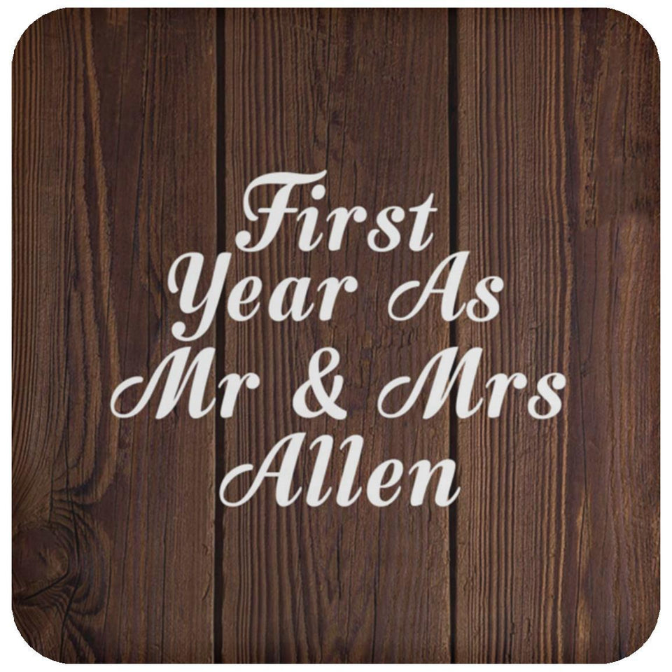 First Year As Mr & Mrs Allen - Drink Coaster D