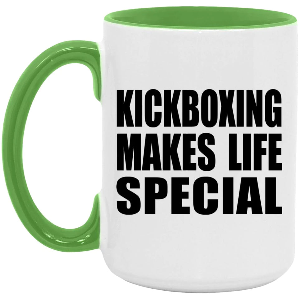 Kickboxing Makes Life Special - 15oz Accent Mug Green