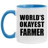 World's Okayest Farmer - 11oz Accent Mug Blue