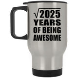 45th Birthday Square Root of 2025 Years of Being Awesome - Silver Travel Mug