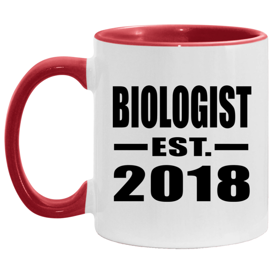 Biologist Established EST. 2018 - 11oz Accent Mug Red