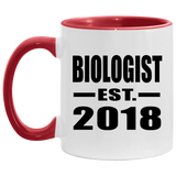 Biologist Established EST. 2018 - 11oz Accent Mug Red