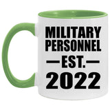 Military Personnel Established EST. 2022 - 11oz Accent Mug Green