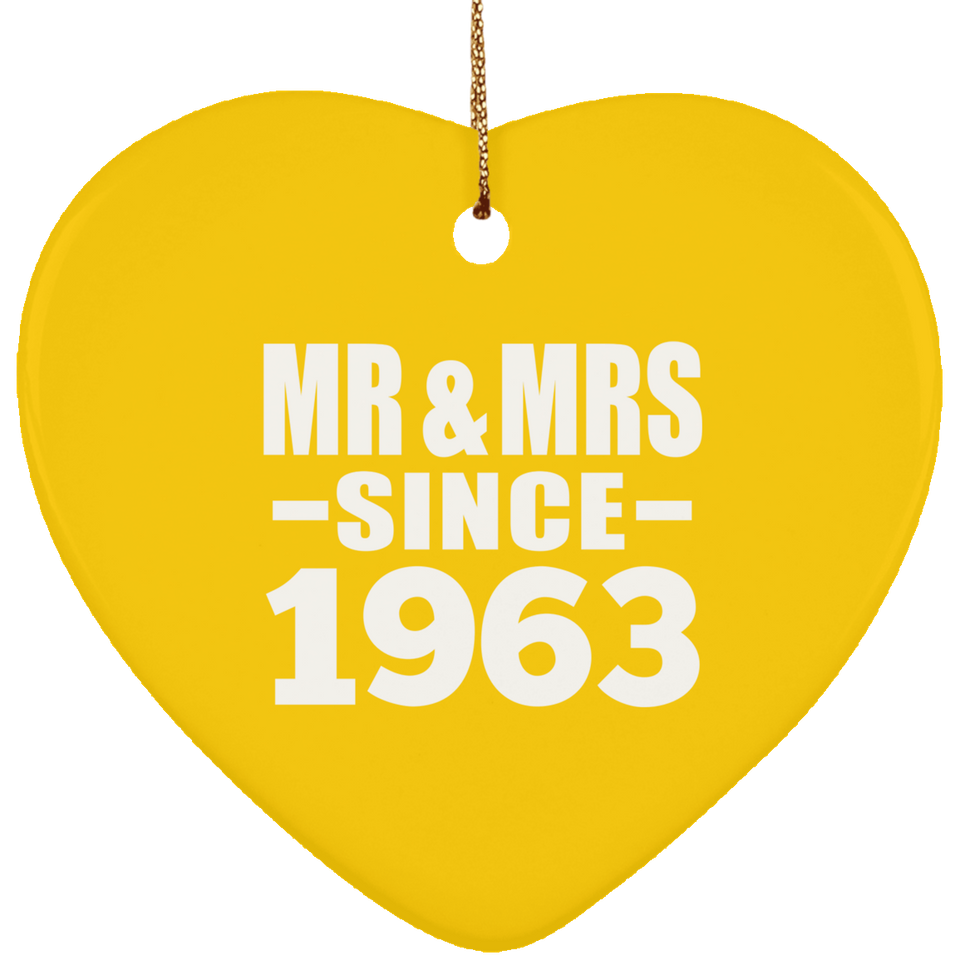 61st Anniversary Mr & Mrs Since 1963 - Heart Ornament