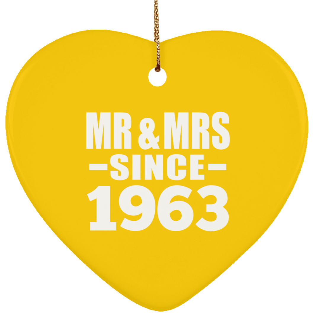 61st Anniversary Mr & Mrs Since 1963 - Heart Ornament