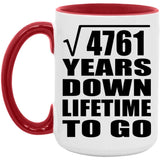 69th Anniversary Square Root of 4761 Years Lifetime To Go - 15oz Accent Mug Red