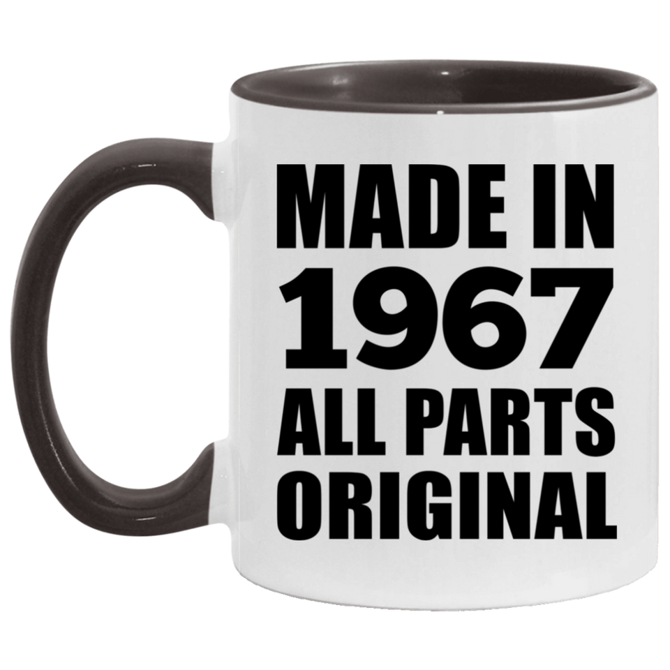 57th Birthday Made in 1967 All Parts Original - 11oz Accent Mug Black