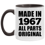 57th Birthday Made in 1967 All Parts Original - 11oz Accent Mug Black