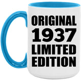 87th Birthday Original 1937 Limited Edition - 15oz Accent Mug Blue