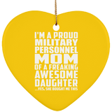 Proud Military Personnel Mom Of Awesome Daughter - Heart Ornament