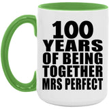 100th Anniversary 100 Years Of Being Mrs Perfect - 15oz Accent Mug Green