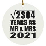 48th Anniversary Square Root of 2304 Years As Mr & Mrs 2021 - Circle Ornament