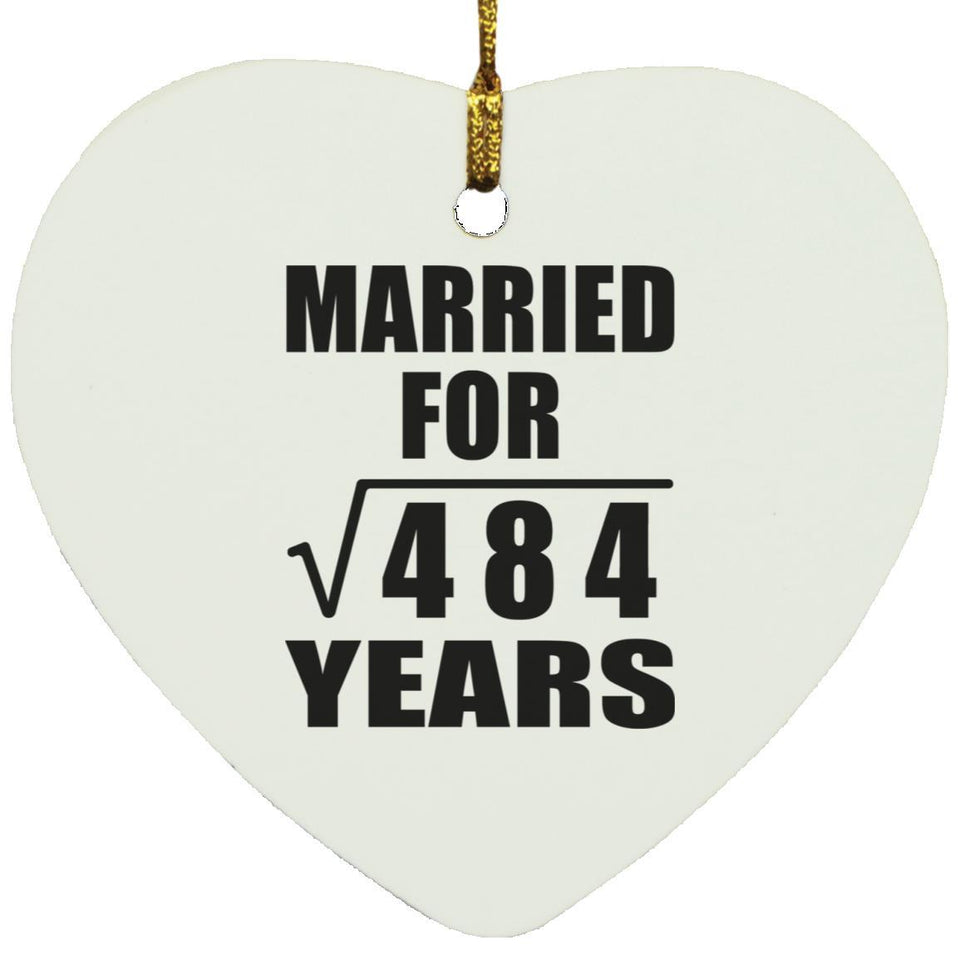 22nd Anniversary Married For Square Root of 484 Years - Heart Ornament