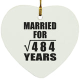 22nd Anniversary Married For Square Root of 484 Years - Heart Ornament