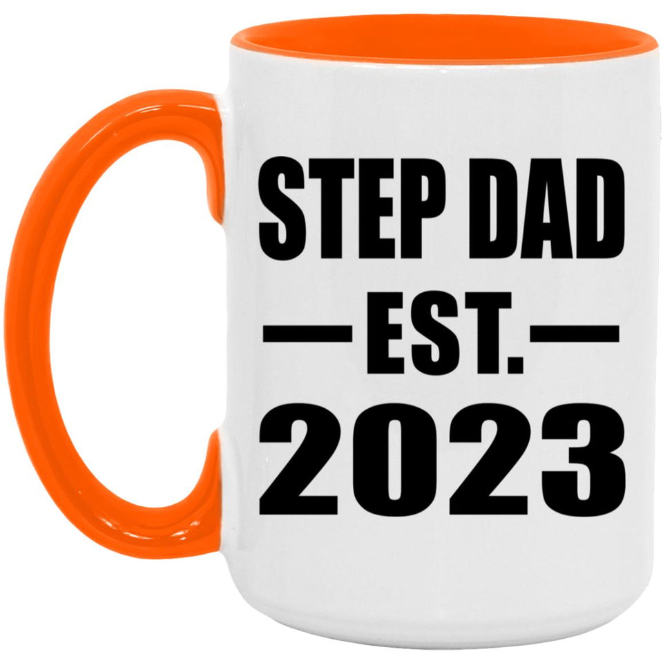 Step Dad Established EST. 2023 - 15oz Accent Mug Orange