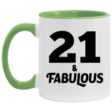 21st Birthday 21 & Fabulous - 11oz Accent Mug Green