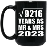 96th Anniversary Square Root of 9216 Years As Mr & Mrs 2023 - 15oz Coffee Mug Black