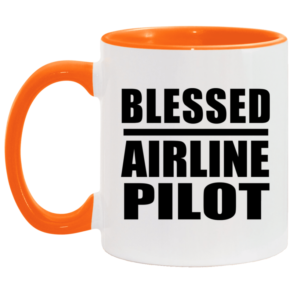 Blessed Airline Pilot - 11oz Accent Mug Orange