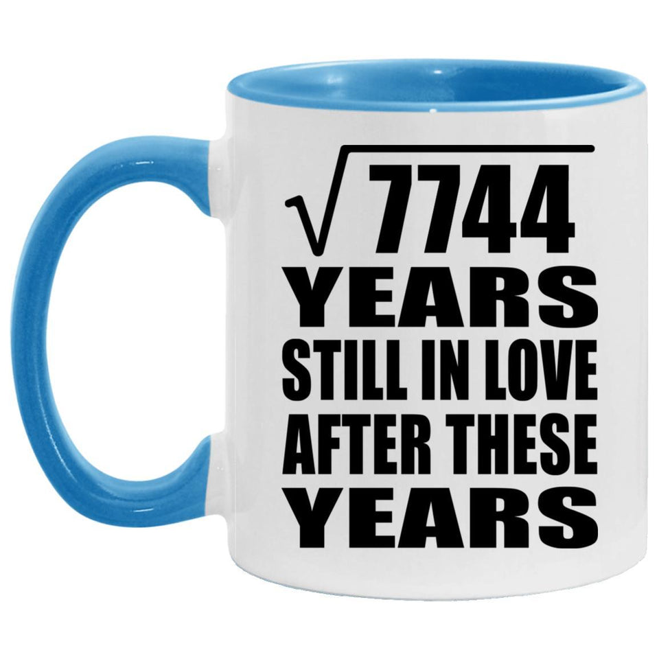 88th Anniversary Square Root of 7744 Years Still In Love - 11oz Accent Mug Blue