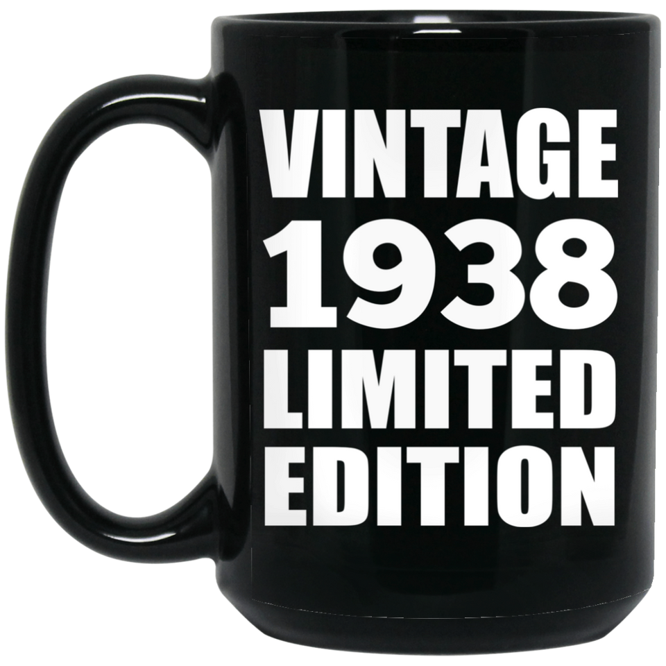 86th Birthday Vintage 1938 Limited Edition - 15oz Coffee Mug Black