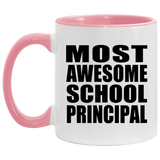 Most Awesome School Principal - 11oz Accent Mug Pink