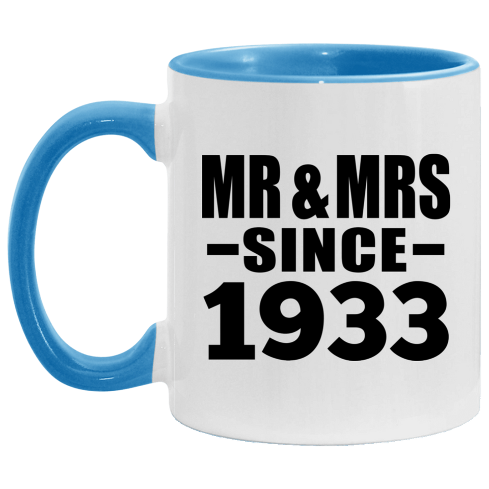 91st Anniversary Mr & Mrs Since 1933 - 11oz Accent Mug Blue