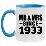91st Anniversary Mr & Mrs Since 1933 - 11oz Accent Mug Blue