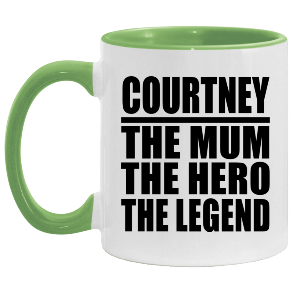 Courtney The Mum The Hero The Legend - 11oz Accent Mug Green