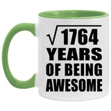 42nd Birthday Square Root of 1764 Years of Being Awesome - 11oz Accent Mug Green