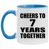 7th Anniversary Cheers To 7 Years Together - 11oz Accent Mug Blue