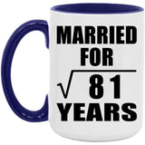 9th Anniversary Married For Square Root of 81 Years - 15oz Accent Mug Purple