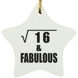4th Birthday Square Root of 16 & Fabulous - Star Ornament