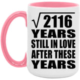 46th Anniversary Square Root of 2116 Years Still In Love - 15oz Accent Mug Pink