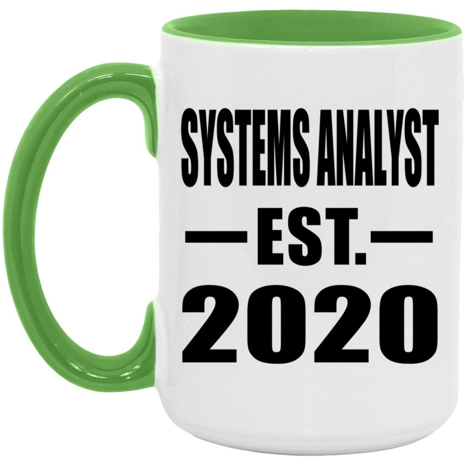Systems Analyst Established EST. 2020 - 15oz Accent Mug Green