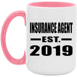 Insurance Agent Established EST. 2019 - 15oz Accent Mug Pink