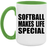 Softball Makes Life Special - 15oz Accent Mug Green