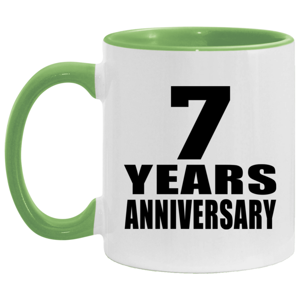 7th Anniversary 7 Years - 11oz Accent Mug Green