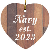 Navy Established Est. 2023 - Heart Ornament E