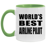 World's Best Airline Pilot - 11oz Accent Mug Green