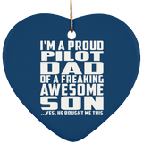 Proud Pilot Dad Of Awesome Son - Heart Ornament
