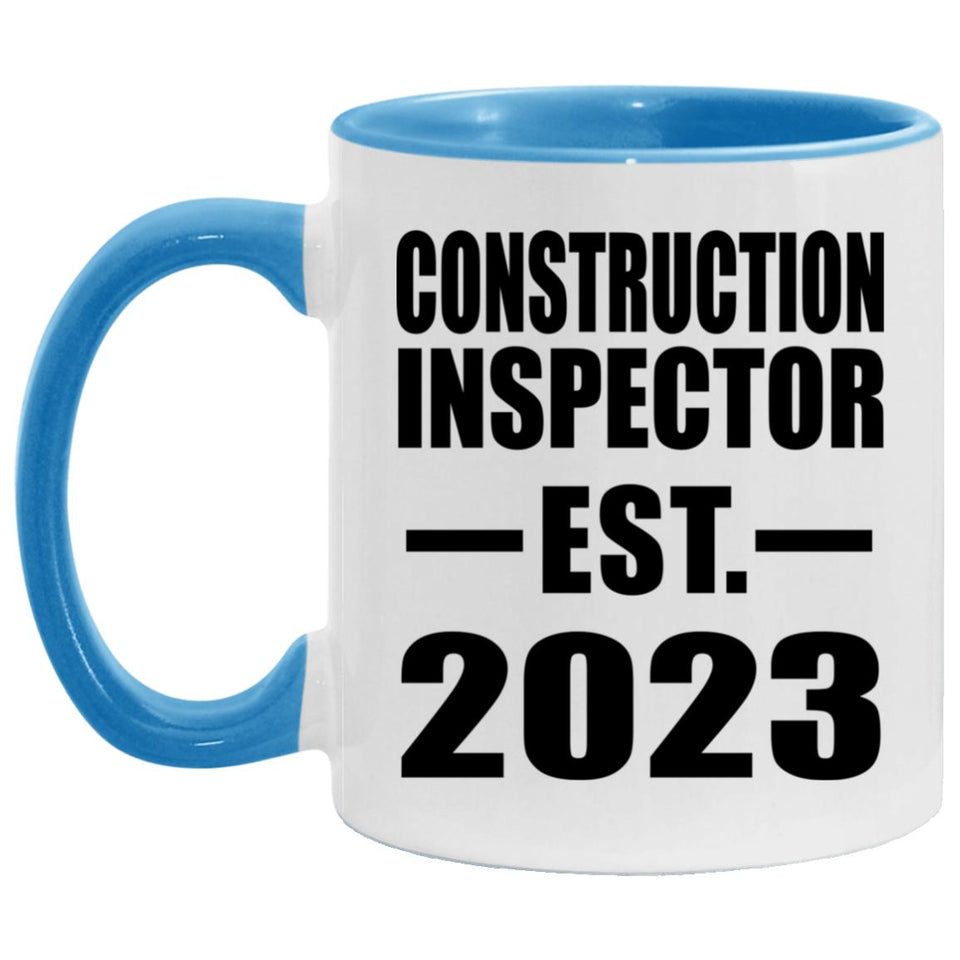 Construction Inspector Established EST. 2023 - 11oz Accent Mug Blue