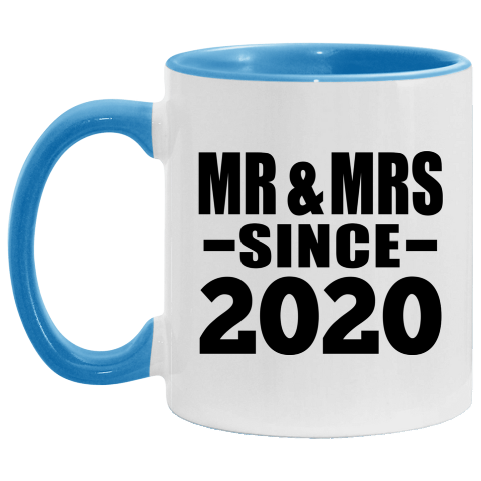 4th Anniversary Mr & Mrs Since 2020 - 11oz Accent Mug Blue