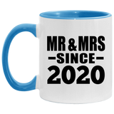 4th Anniversary Mr & Mrs Since 2020 - 11oz Accent Mug Blue
