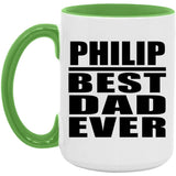 Philip Best Dad Ever - 15oz Accent Mug Green