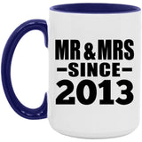 11th Anniversary Mr & Mrs Since 2013 - 15oz Accent Mug Purple