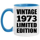 51st Birthday Vintage 1973 Limited Edition - 11oz Accent Mug Blue