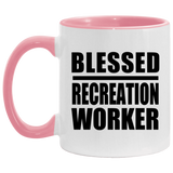 Blessed Recreation Worker - 11oz Accent Mug Pink