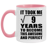 3rd Birthday Took Square Root of 9 Years To Awesome - 11oz Accent Mug Pink